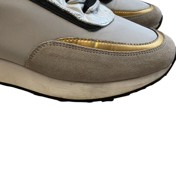 Méliné Low-Top Trainer Sneakers Womens 9.5 Zebra Gold Gray Lace Retro Italy Shoe - Picture 12 of 15